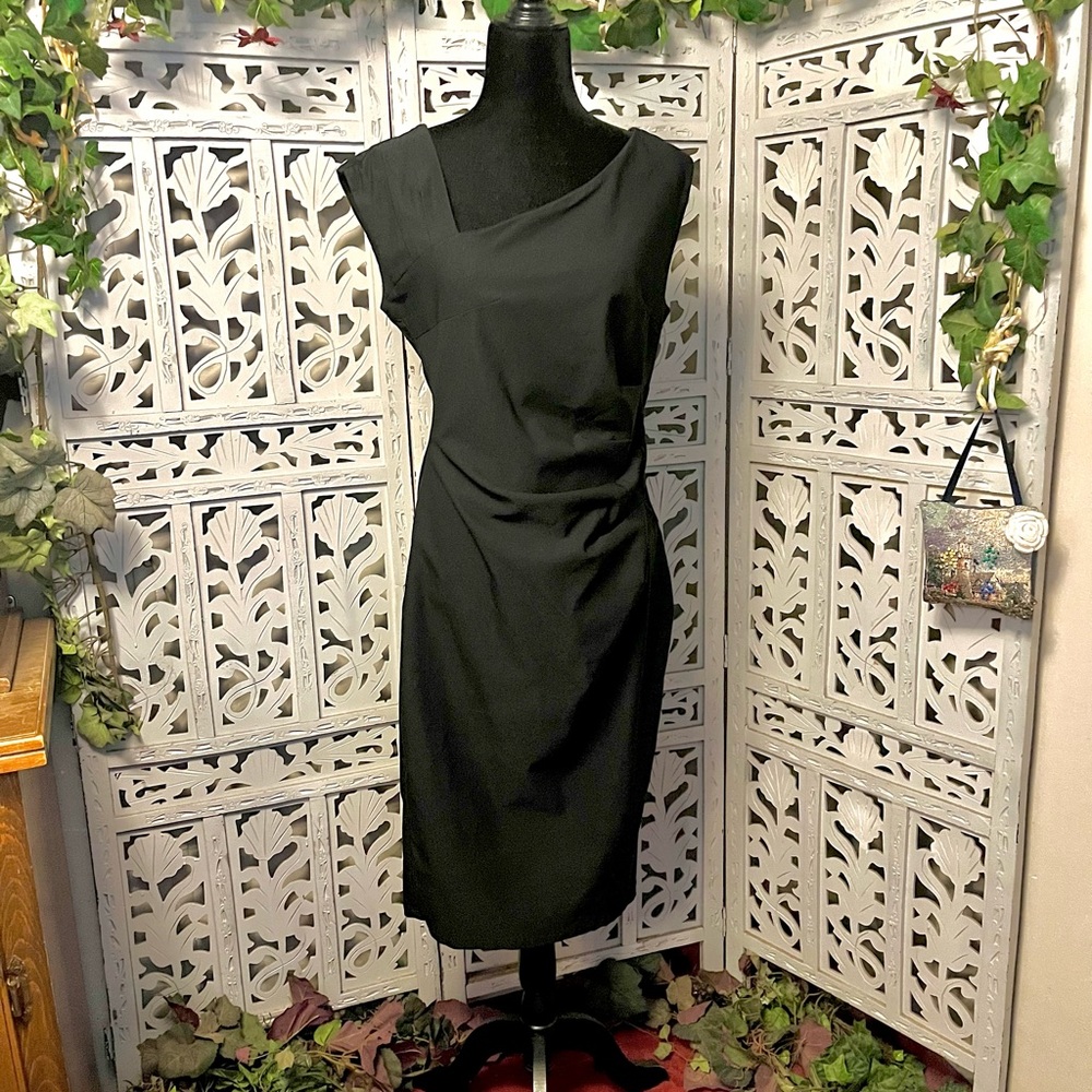 Black Sleeveless Midi Sheath Dress - Classic Women's Work Dress